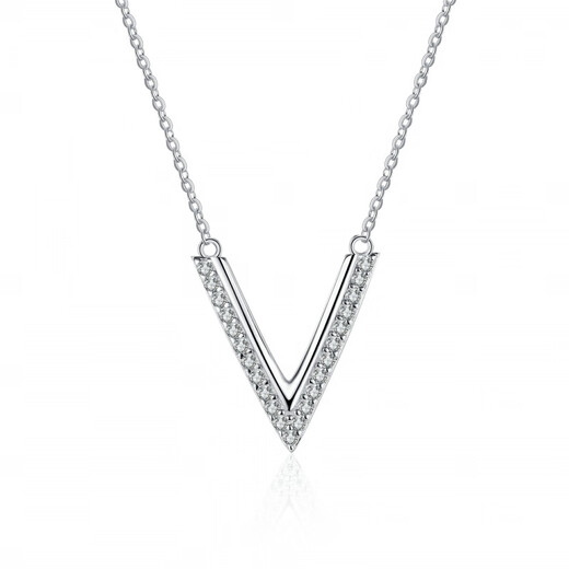 Huobei PT950 platinum pendant for women, sterling silver V-shaped moissanite micro-set necklace, versatile, birthday gift for wife and girlfriend 19