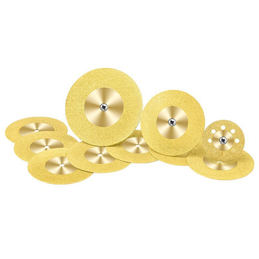 Emery cutting disc, electric grinding, small slice, small saw blade, beautiful seam clearing, glass jade polishing wheel grinding disc, 16mm titanium plated type, 10 pieces + 2 rods