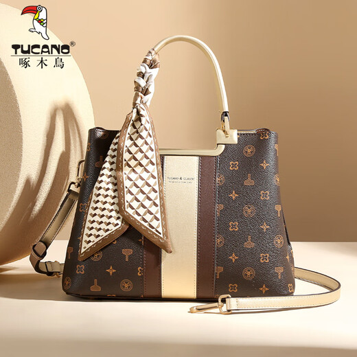 Woodpecker (TUCANO) women's bag 2026 new handbag high-end printed large capacity shoulder crossbody bag Valentine's Day birthday gift high-end coffee-gift box style for mom