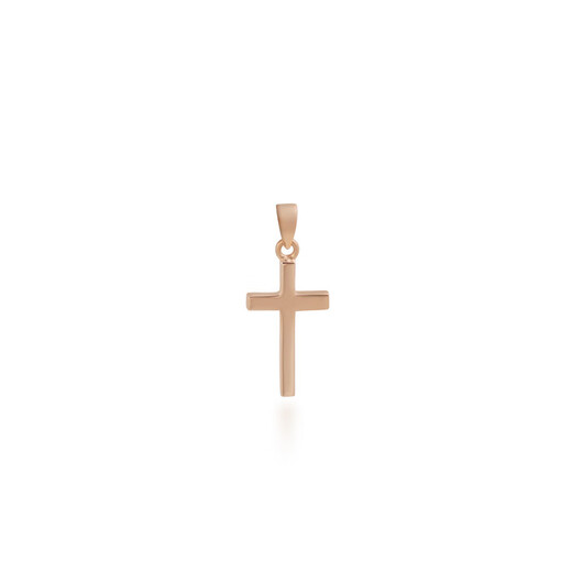 Erli 18K rose gold glossy cross pendant k gold plain gold faith pendant 18K rose gold 1.11g