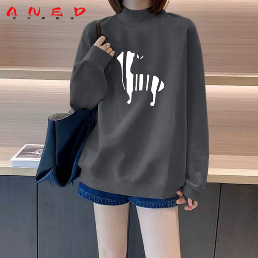 ANED2025秋冬新款白色半高领卫衣女冬小众设计感加绒加厚长袖套头上衣 1476白色(加绒) M100-115斤