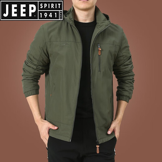 Jeep Spirit Charge Top Veste Men Spring and Automn Men Outdoor American WindproofProofing Windbreaker Men Men Men Automne Sports Clip noir 9898 Plus Velvet Model M M