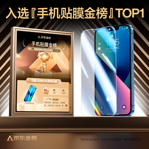 Flash Magic is suitable for iPhone 13 tempered film, iPhone 13pro mobile phone film, full screen, 13promax, explosion-proof, smooth feel, borderless high-definition anti-fingerprint protective film, ultra-clear explosion-proof, anti-fingerprint, 2 pieces + artifact, Apple 13ProMax