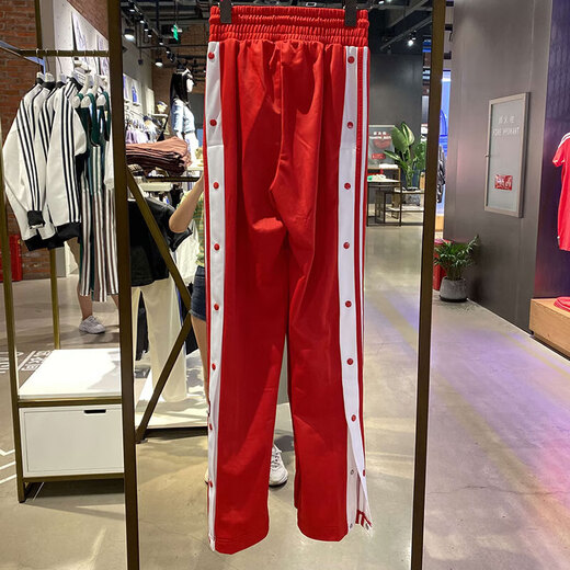 阿迪达斯（adidas）三叶草女裤春秋季新款三条纹休闲裤健身透气直筒长裤H39046 IR9793/红色 XL