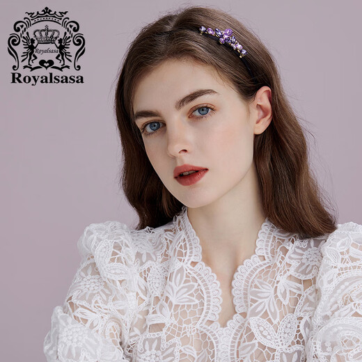 Royal sasa royal salsa headband Korean headwear female elegant rhinestone hair headband adult celebrity hair accessories headband hairpin purple VI