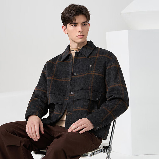 Dances with Wolves Duck Down Liner & Temperature Locking Lining 51% Wool Plaid Men's Jacket 001 Black 175