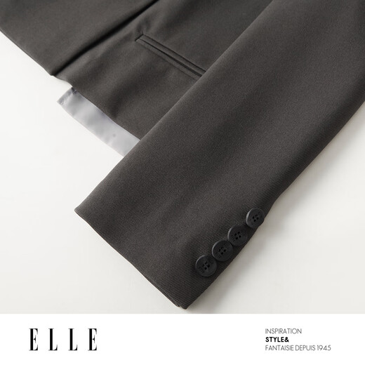 ELLE French high-end shoulder suit for women, high-end 2025 autumn new commuter-feel temperament professional suit, dark gray (top) L