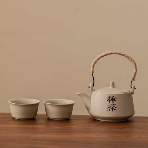 Small set dormitory home coarse ceramic nostalgic Kung Fu tea set one pot two cups tea-making teapot kettle one pot two cups