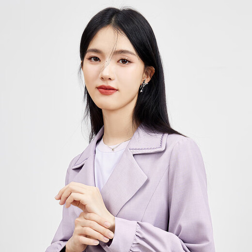 Qiushui yiren windbreaker großer ltex duplex taille dichtungen temperament temperament britisch style design windbrecher jacke mittlere länge lila m