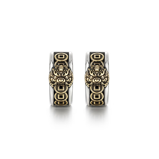 IDEAGEMER925 Silver Pixiu Earrings Men's Original Niche Design Earrings Retro Personality Trendy Cool Handsome Men's Earrings Pixiu Earrings Single