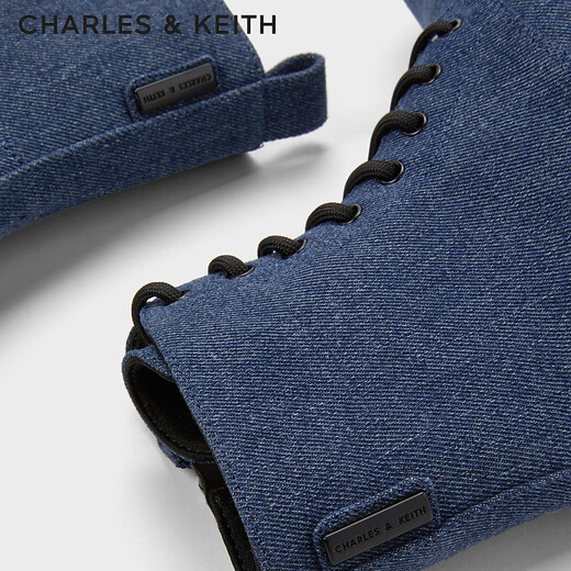 CHARLES/KEITH side zipper lace-up Martin boots for women CK1-90380151 Blue 36