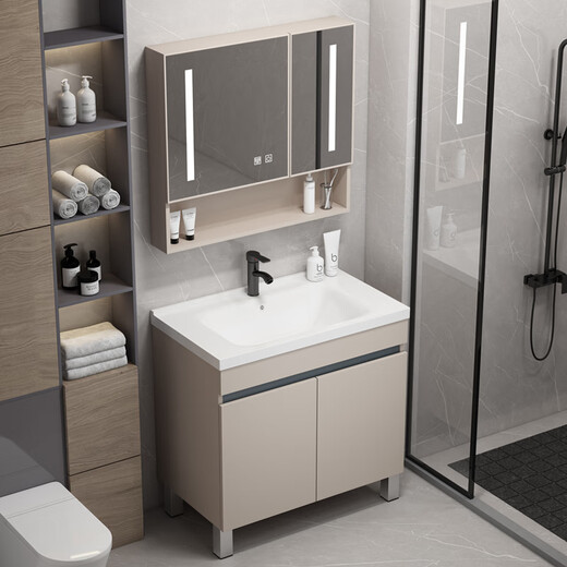 HKFF Honeycomb Gabinete de baño de aluminio Cerámica Integrada Integrada Baño Lavado Gabinete Combinación Balcón Basina Fregadero Findeo F828 Honeycomb 80cm