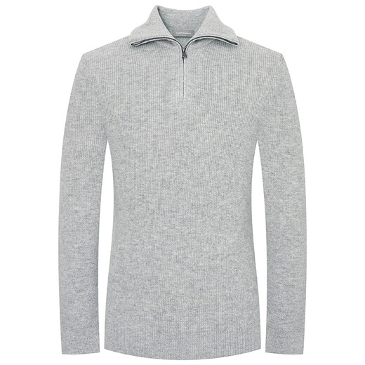 Announcement bird half zipper stand-alone cardigan men's casual pullover straight knitted sweater KEBY243060U ash 52