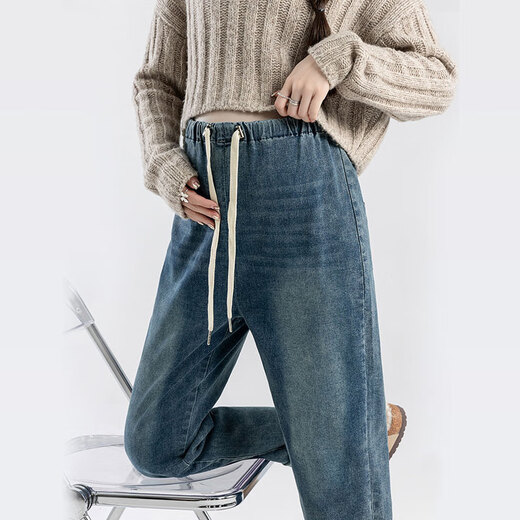 Les pantalons de maternité bonaux portent un jean, un pantalon papa lâche, un pantalon grand-patte, un petit costume de maternité décontracté, un pantalon de maternité [style de cordon] L Taille 105-120jin [Jin est égal à 0,5 kg]