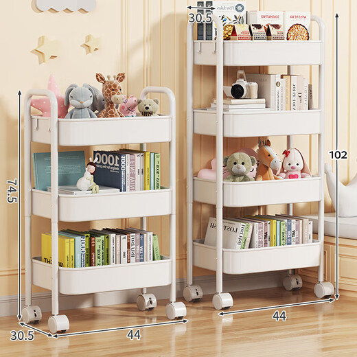 Shanshan wood art bookshelf floor-standing removable storage rack household iron trolley multi-layer snack rack living room storage storage rack