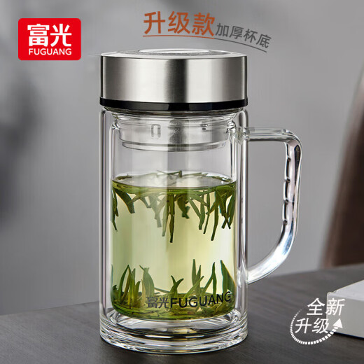 Fuguang glass large capacity portable tea cup office glass water cup transparent thickened