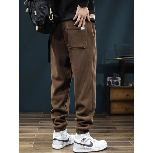 Cotton corduroy pants for men in spring, autumn and winter new style plus velvet loose casual pants for men large size legged sports trousers k276 coffee color plus velvet high quality 28 XL 120Jin Jin equals 0.5kg -140Jin Jin equals 0.5kg