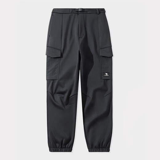 Camel (CAMEL) [same as Wang Junkai] Outdoor charge soft shell pants men's feet tying work pants heating plus velvet G688 L