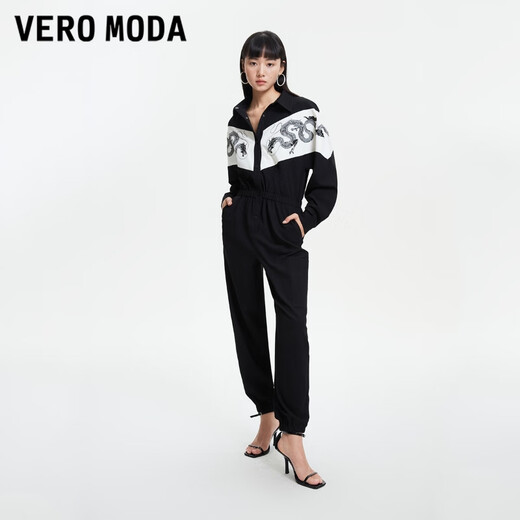 VEROMODA jumpsuit Ji Long Nian series jumpsuit long-sleeved nine-quarter pants for women 3144003 S59 black 155/60A/XS