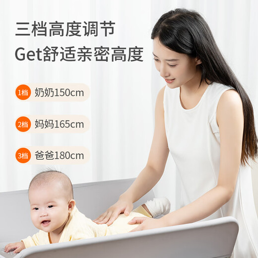 升哥尿布台婴儿护理台按摩洗澡可折叠便携多功能新生儿宝宝床换尿布台 移动款-灰赠隔尿垫+定型枕+小水