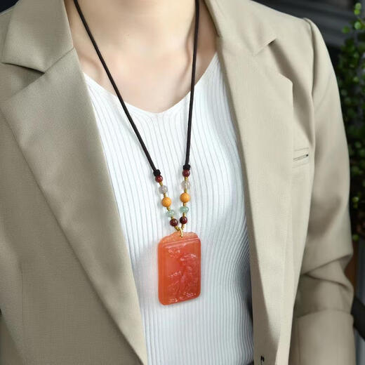 Moyun herring stone zodiac tiger pendant with handmade rope, uniform color and gorgeous color, super beautiful in real life