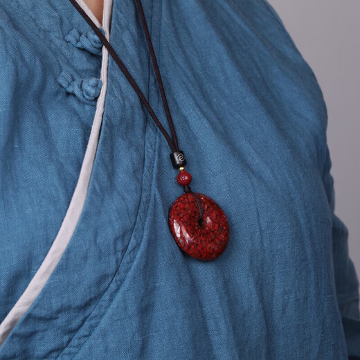 Shi Yue Jewelry Translucent Crystal Cinnabar Peace Buckle Pendant Zodiac Year of the Snake Amulet Necklace Pendant Men and Women Gifts