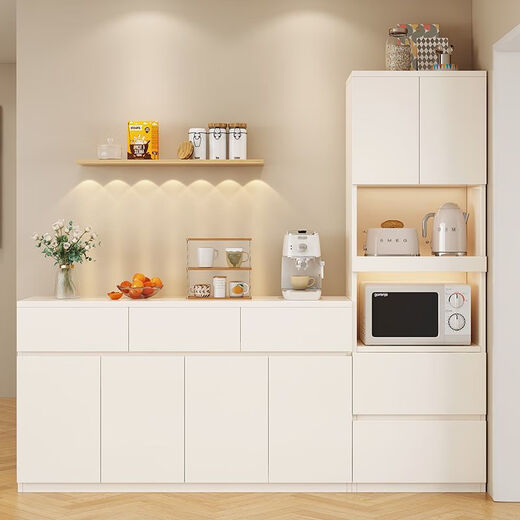 Guisenbao (GUISENBAO) solid wood side cabinet cupboard storage tableware cabinet kitchen cabinet combination cabinet cream style storage cabinet multi-layer finishing cabinet solid wood white A style 80cm double door side cabinet (deposit)