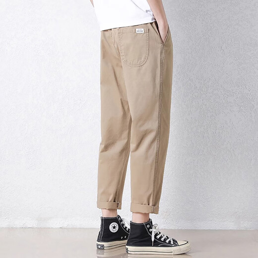 Jewish casual pants for men in summer new loose ice silk straight sports nine-point pants for men conical Korean style trendy trousers 9904 deep khaki + 9904 cement grey 4XL