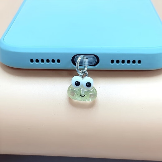 Ye Yu is suitable for summer fresh style, exquisite glitter, cute big-eyed frog pendant, mobile phone hole dust plug, big-eyed frog type oval (anti-lost rope)