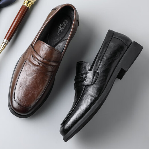 
CARTELO men's leather shoes soft sole foot cover business casual shoes loafers breathable one-foot leather shoes men 9906 black 43