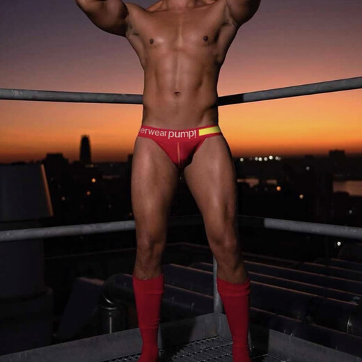 Las caderas de levantamiento de ropa interior sexy de los hombres sin quitar la malla de tanga transpirable con la cintura baja ajustada u resaltados grandes tangas gya abrazar rojo 1 l