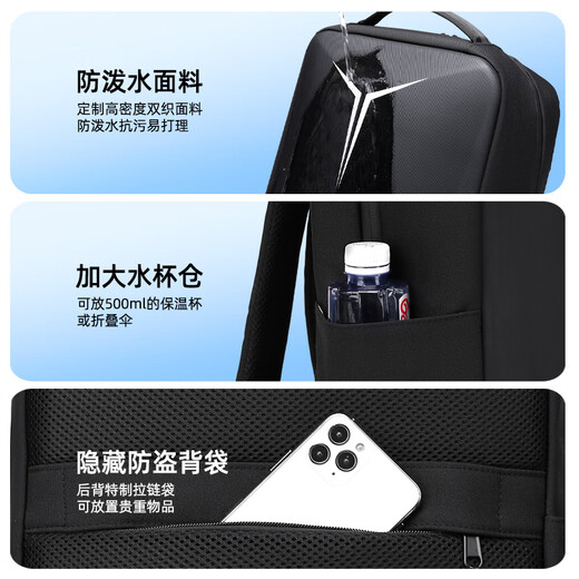 Qingxi laptop bag 16-inch backpack for men and women suitable for Lenovo Savior Y9000pY7000p black-YKK zipper-velvet air bag-alloy buckle 14-15-16.1 inches