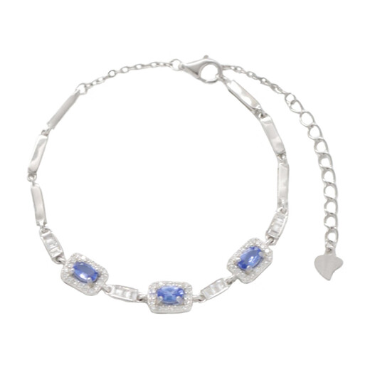 Fat Donglai Quality Tanzanite Bracelet Streaming Purple Star Natural Silver Women's Design Niche Jewelry Gift Streaming Purple Star Bracelet Extension Chain (Hand Size 13-19