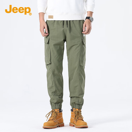 
Jeep (JEEP) casual pants for men simple workwear style versatile youth trendy loose tying pants for men 1105 green 2XL