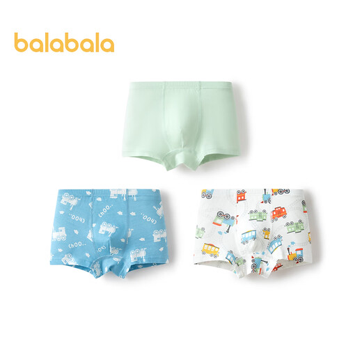 Balabala baby underwear cotton type A children's boxer shorts boy baby skin-friendly boxer briefs three-pack blue-green tone 00384 3 pairs 110