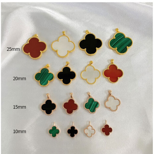 18K gold four-leaf clover pendant color gold rose gold golden necklace clavicle chain au750 for girlfriend 18K gold rose gold (single pendant) 10mm red agate