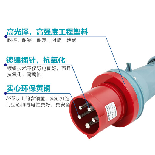山头林村63A3/4/5芯航空工业插头座连接器645YP93/593/693 63a5芯明装插座ip44 yp693