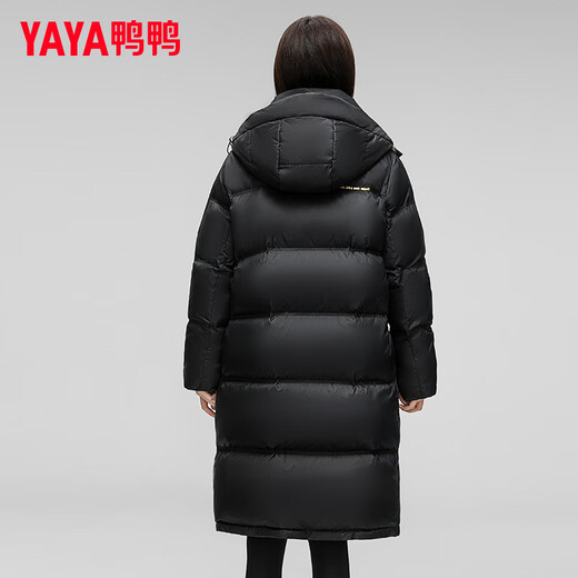 Yayaya Down Jacket for Women Long 2024 Winter New Fashionable Fashionable Capubido engrosado Chaqueta termal engrosada XJ Black L (165)