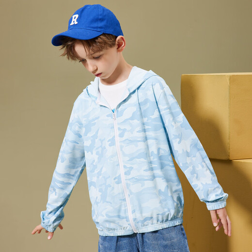 
ASK JUNIOR boys' jacket 2024 summer thin hooded children's skin hooded jacket air conditioning jacket blue 170