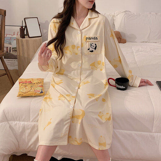 Ou Luxi with breast pad waiting for delivery for pregnant women's nightgown for women with long sleeves for spring and autumn confinement clothes before and after delivery, can be breastfeeded and loosely worn outside. MXR12004 2XL code (recommended 140-160Jin [Jin equals 0.5 kg])