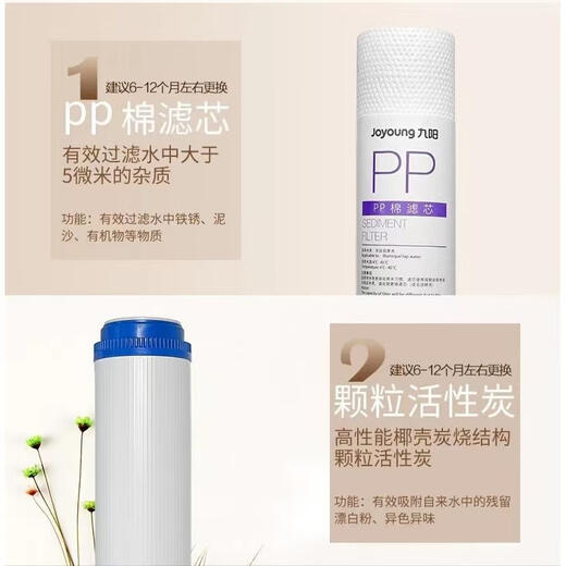 九阳原装新款家用净水器JYW-HC-1283WU 原厂PP棉前后活性碳超滤膜滤芯 第1/3级PP棉滤芯1支 6-12月更换