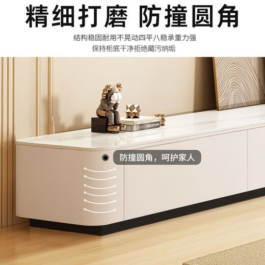 Feidiansen en bois massif armoire à plancher 2025 Dernière salon Home Modern Simple Table Table Cabinet TV Cabinet 2,4m Cabinet télévisé à cinq impulsions (Snow Mountain White + White Cabinet)