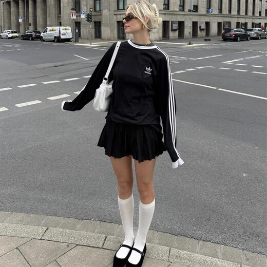 Adidas (adidas) adidas jennie t-Shirt Top Langarm schwarze Männer und Frauen Basishemd Klassiker Retro IA4877 Schwarz IA4877 L