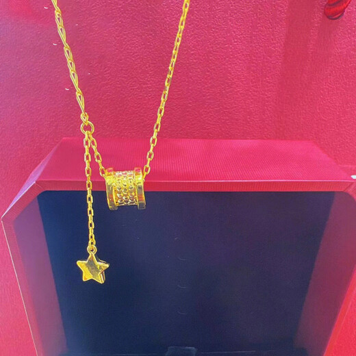 OFK old phoenix 999 gold new style small waist five-pointed star AB chain necklace is versatile, fashionable and light