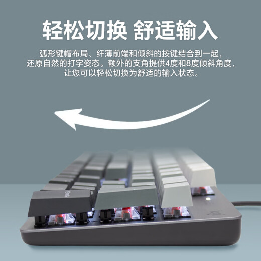 罗技（Logitech）K845机械键盘 有线键盘 办公电脑打字键盘  电竞游戏发光全尺寸个性化定制键帽 罗技K845茶轴 晨曦灰