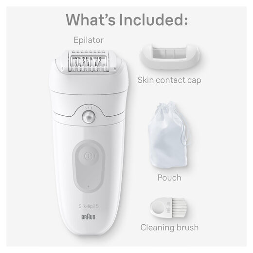 BRAUN women's epilator, wet and dry use, cleaning micro-short hair, massage roller to reduce pain