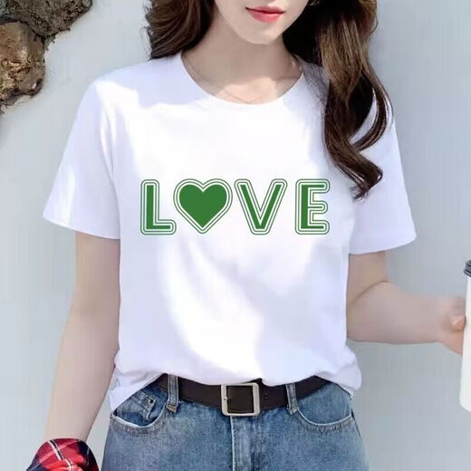 紫昕月白色短袖圆领恤女宽松短袖恤女夏天衣服时尚半袖女装潮上衣 1479 M