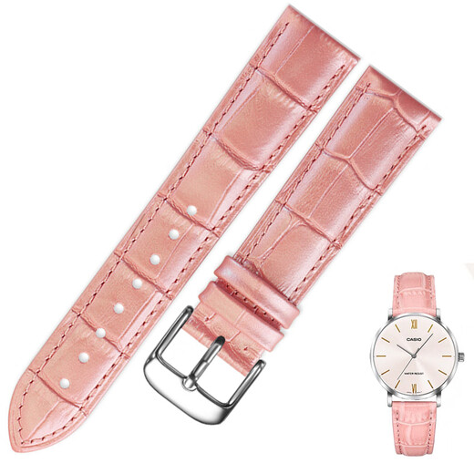 Pink leather strap for women, suitable for Casio CASIO first layer cowhide LTP-VT01 LQ139 LTP-1391 Brown gold pin buckle 14mm width