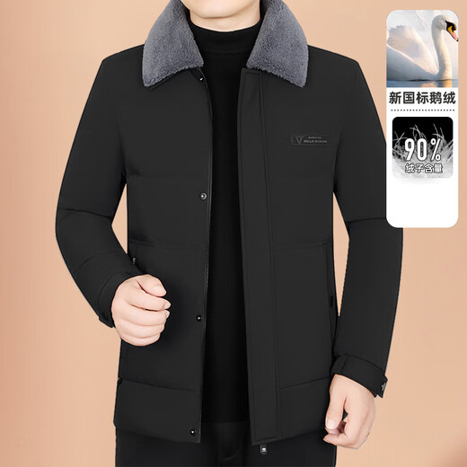 MASTER POLO official thickened fur collar men's down jacket for winter new goose down jacket middle-aged and elderly dad winter warm jacket D6210 navy blue 4XL