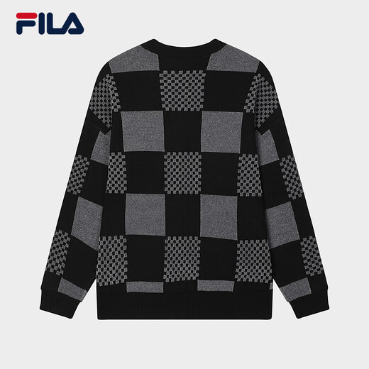 FILA official couple knitted sweater 2025 spring fashion casual loose plaid pullover sweater